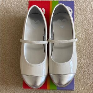 Stride Rite White and Silver Dress Shoes Mary Jane Style